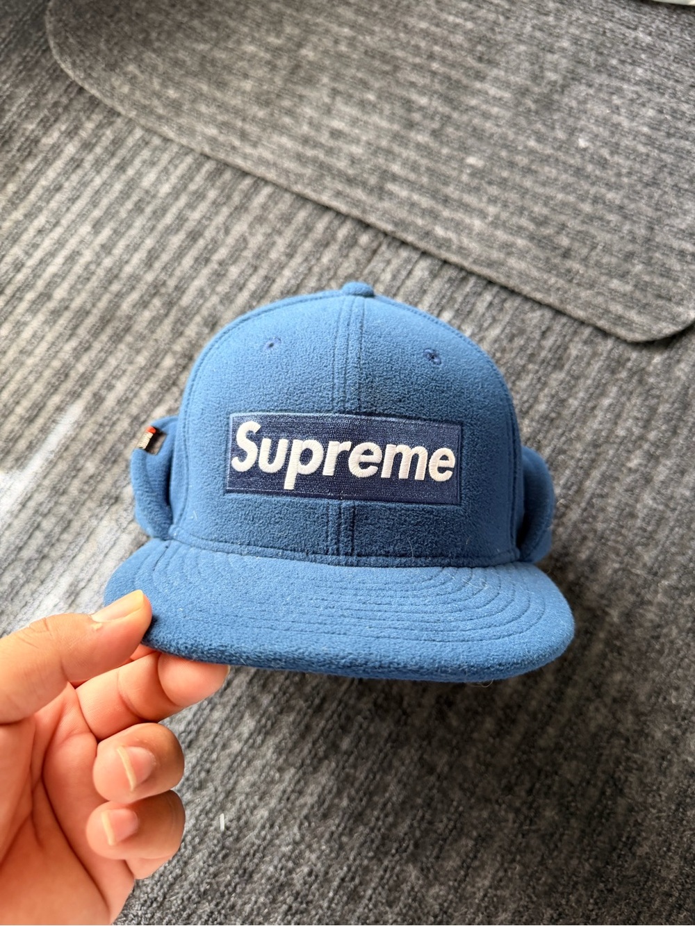 Supreme Blue Fleece Earflap 5-Panel Cap